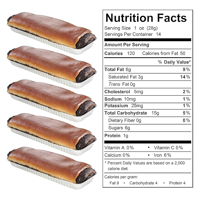 Reisman’s Bakery Poppy Seed Roll, Traditional Poppy Seed Filling, Dairy-Free Bakery Food, Delicious Dessert, Pack of 2, 15 Ounce Each
