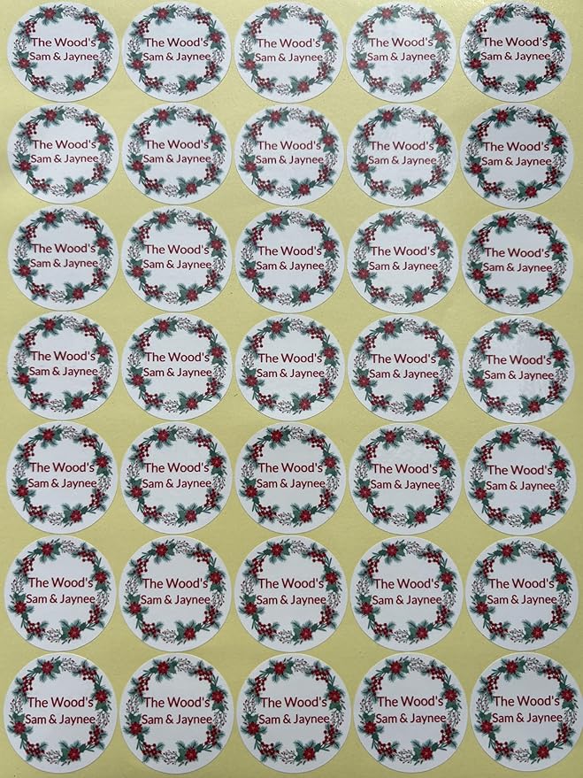 Custom Stickers for Weddings, Birthdays & Businesses - Personalized Labels with Your Logo - Waterproof, Fade and Heat Resistant - Pack of 100-1000 (Wreath T, 1.5 Inch)