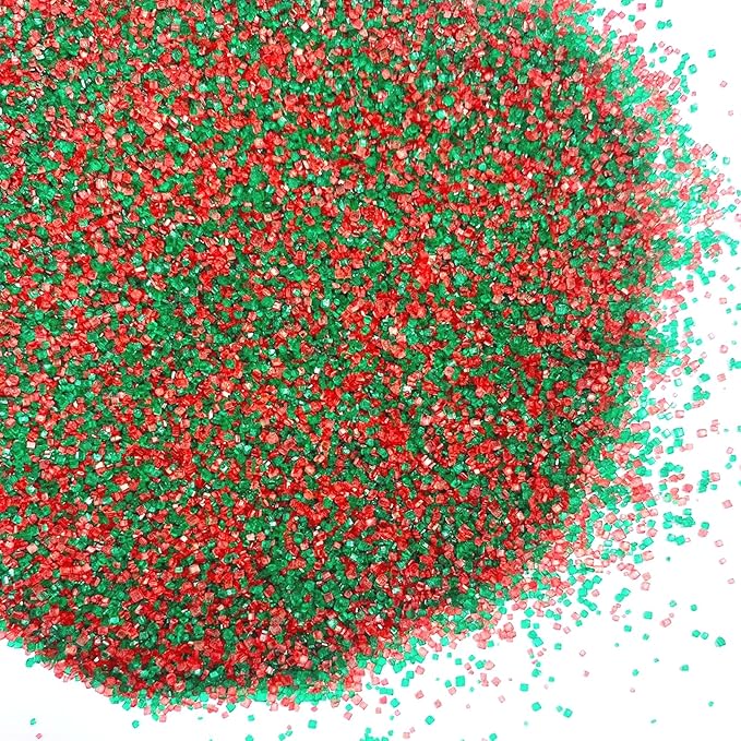 PhilaeEC Christmas Sanding Sugar Edible Red Green Sparkling Crystals for Baking Cake Decoration Cookie Ice Cream Cupcake Toppers Wedding Party Valentines Halloween Christmas Supplies 5oz