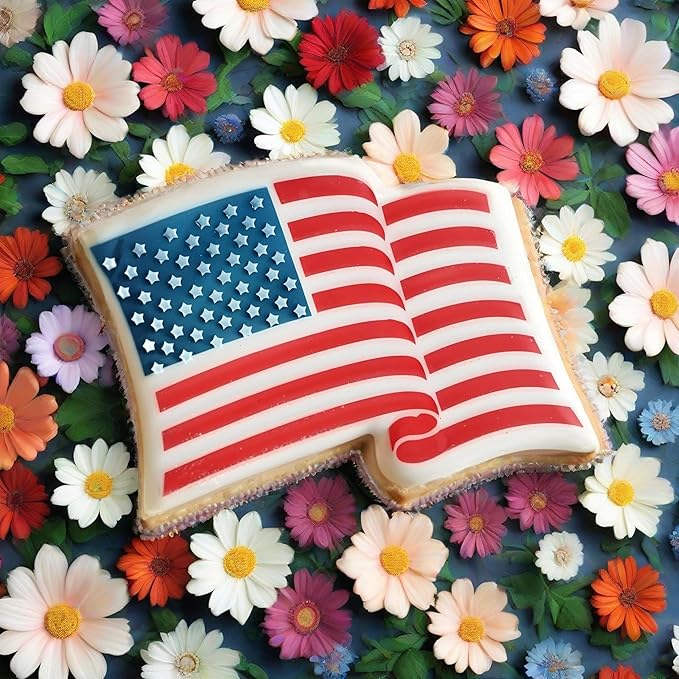 Cookie Cutter and Stencil Set Bundle Kit PYO Cookies Paint Your Own Diy Bakery Fondant Sugar Happy Birthday Wedding Baby Candle Kids Painting Coloring Pages Comb (USA Flag Set)