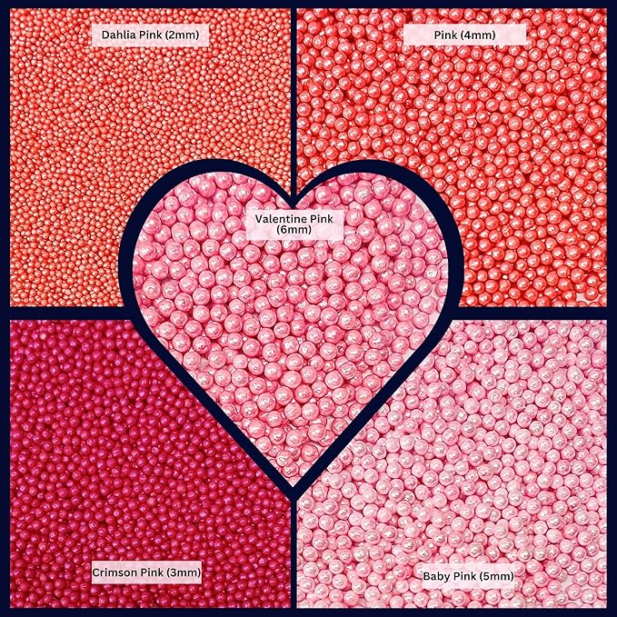 Confect Pretty in Pink Pearl Sprinkles Mix – Pink Sprinkles | Edible Baking Decorations for Cakes, Cupcakes, Cookies – Valentine’s Day & Anniversary Sprinkle Set – Pack of 5 | Vegan, Gluten-Free, Nut-Free, Soy-Free, Dairy-Free , Handcrafted Sprinkle- 5 Oz