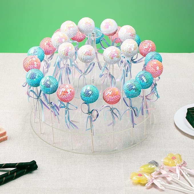 Acrylic Cake Pop Display Stand,Circle Lollipop Holder,3 TierCakepop Displaying Sweets, Cake Pops,Lollipops Stand for Parties and Events