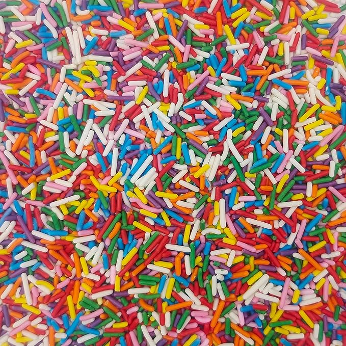 Sentovac Edible Smooth Rainbow Jimmies Sprinkles for Cake Decorating | Cupcake and Ice Cream Toppers Cake Decorations | Soft Jimmies Sprinkles for Baking | 1 Bottle 2.75oz Cookie Decorating Celebrations Wedding Shower Party Chirstmas Supplies