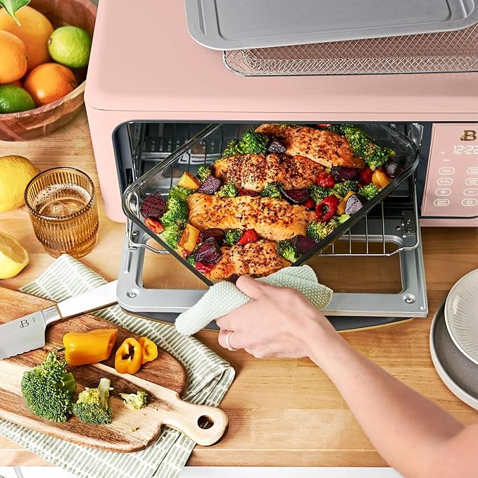 Beautiful Infrared Air Fryer Toaster Oven Kit – Special Edition Multi‑Function Countertop Oven with 10 Presets, Fast Heating & Accessories by Drew Barrymore (Rose)
