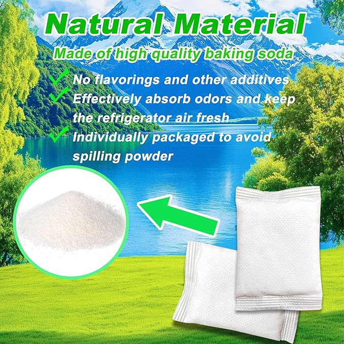 Refrigerator Deodorizer, Baking Soda Odor Absorber, 2 Reusable Baking Soda Holder and 6-Pack Baking Soda, Cute Tomato Baking Soda Container, Kitchen Gadgets