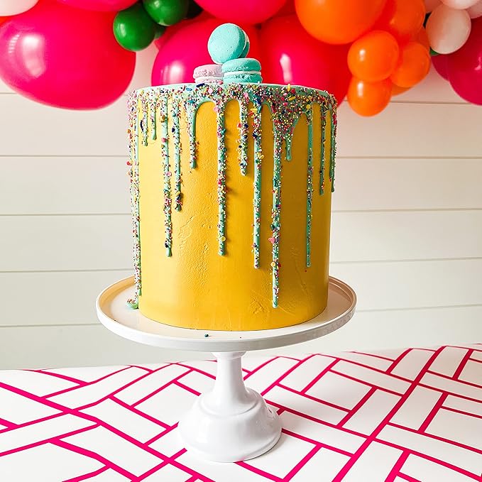 Sprinkles & Confetti 11" White Melamine Cake Stand – Elegant, Durable Plastic Dessert Display for Weddings, Birthdays, Brunches & Parties | Reusable Round Serving Tray with Detachable Base