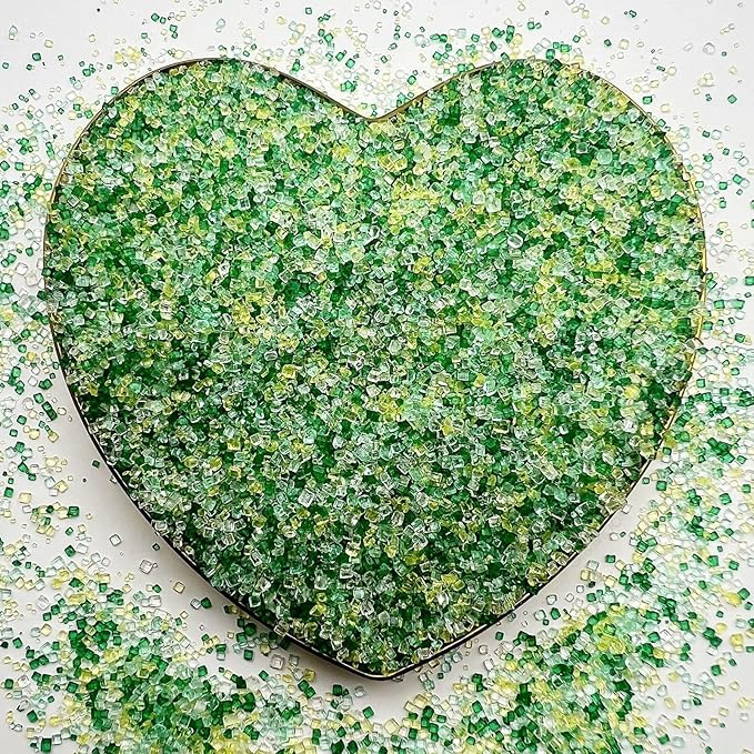 SE Si&Moos Green Mixed Sanding Sugar Crystals for Cake Decorating Green and White Sprinkles Colored Sugar Rimmer, Perfect for Cookie, Cake, Cupcake and Cocktail, Wedding Party Christmas Supplies 3.5 OZ
