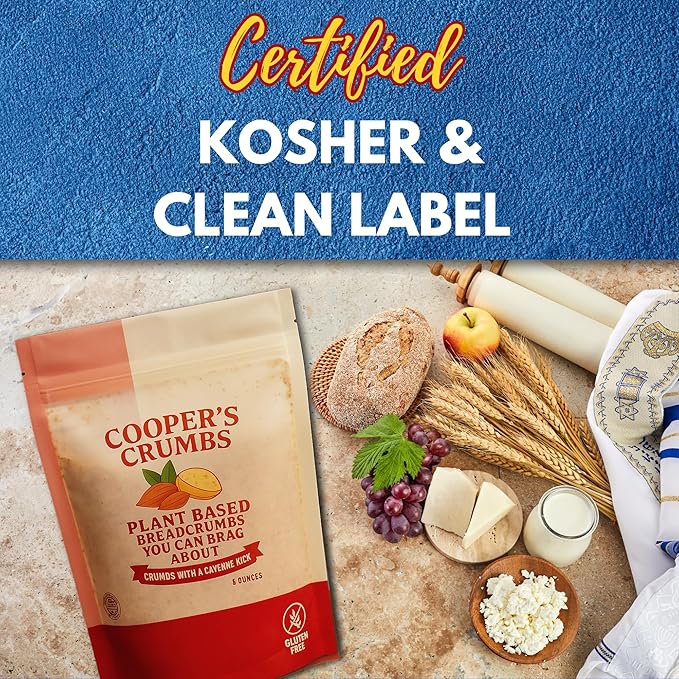 Cooper's Crumbs All Natural Gluten Free Low Carb Bread Crumb Alternative, High Protein, Vegan, Certified Kosher, Paleo, Keto (Crumbs with a Cayenne Kick)