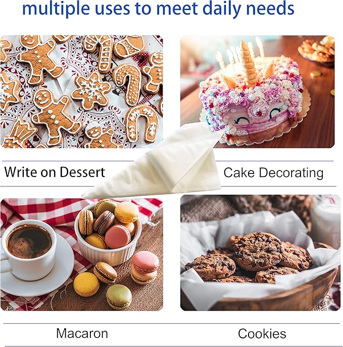 Tipless Piping Bags Disposable,100Pcs 14Inch Pastry Bags for Royal Icing and Frosting and Cake Decorating,Thick,Non-slip for all Size Tips and Couplers,Cakance