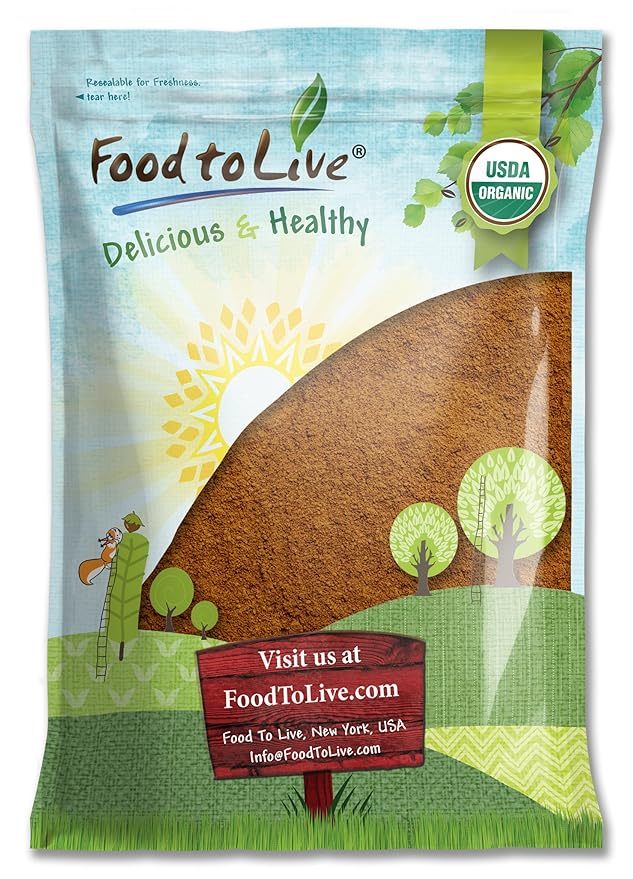 Food to Live Organic Cocoa Powder, 8 Pounds Natural, Unsweetened, Non-Dutched, Non-GMO, Kosher, Sirtfood, Bulk