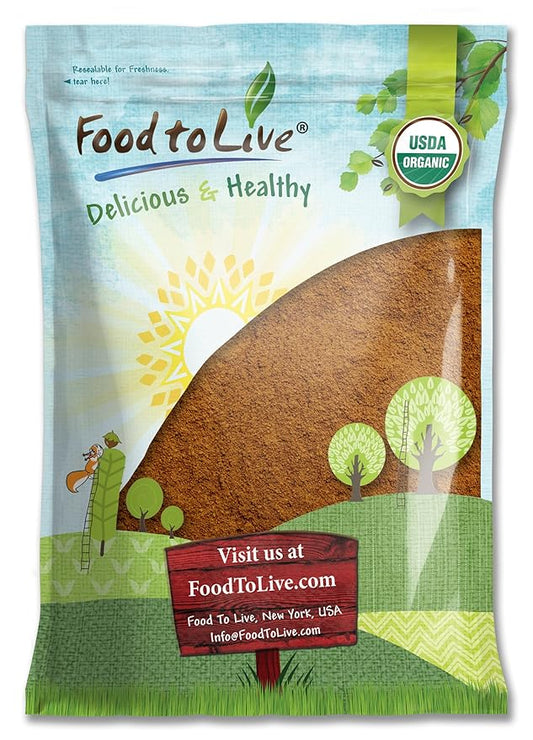 Food to Live Organic Cocoa Powder, 8 Pounds Natural, Unsweetened, Non-Dutched, Non-GMO, Kosher, Sirtfood, Bulk