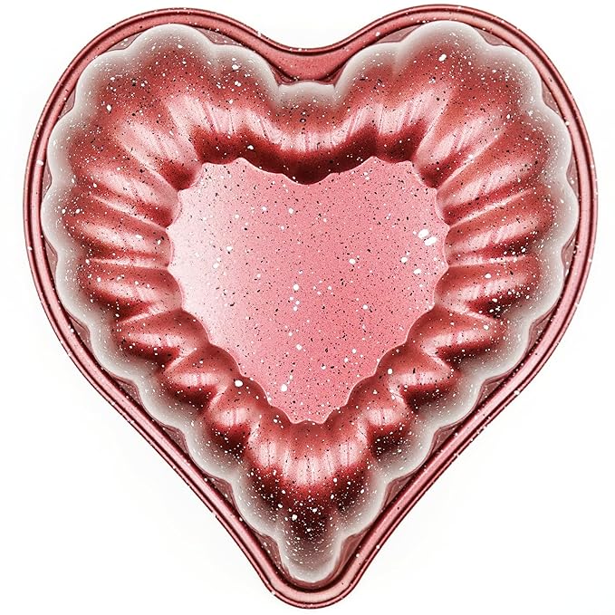 Kundalini Heart Cake Pan Red 10inch Non-Stick Heavy Duty Cake Pan for Christmas Wedding Valentine’s Day Party