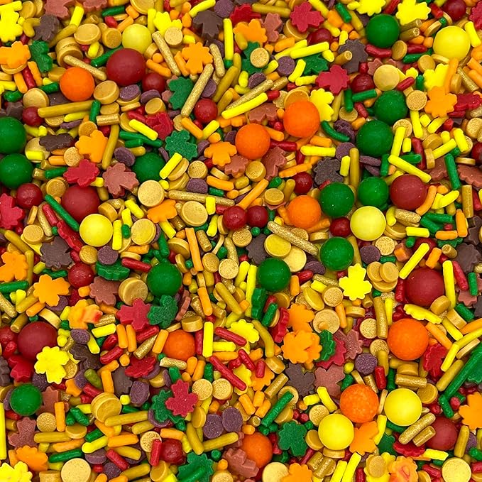 Manvscakes Fall Themed Sprinkles - Sprinkles for Cake Decorating, Edible Thanksgiving Themed Sprinkles, For Baking Chocolate Desserts, Cupcakes, Ice Cream, Caramel Apples & Other Desserts
