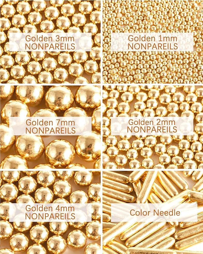 Easter Sprinkles for Baking Edible Sugar Confetti, Nonpareils & Sugar Pearls - Easter Cake Decorations, Cookies, Cupcakes, Dessert Toppings (Spring Pastel Colors) Gold