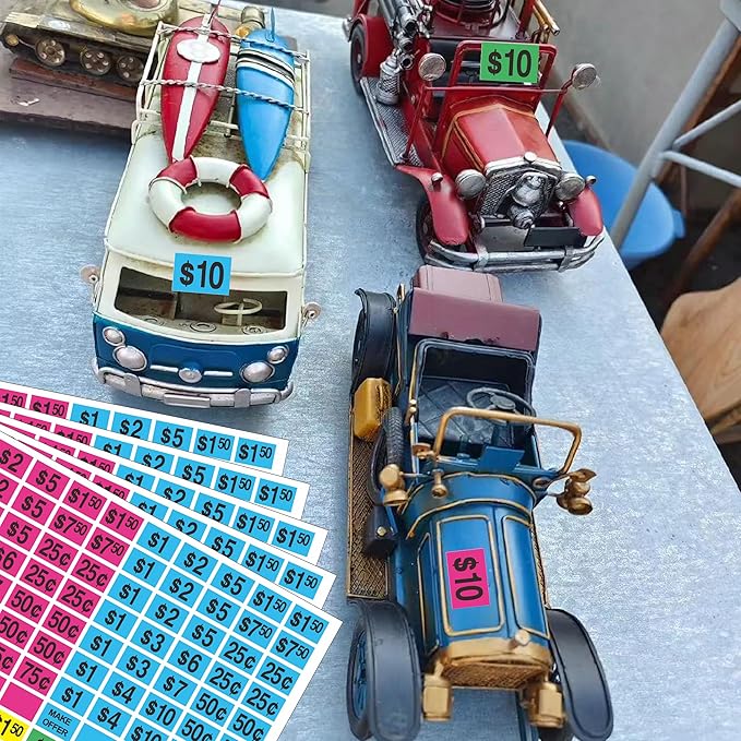 2240 Pcs Garage Sale Stickers 1/2" X 3/4" Yard Sale Price Sticker Rectangle Pre-Printed Labels Price Tags for Marketing Supplies