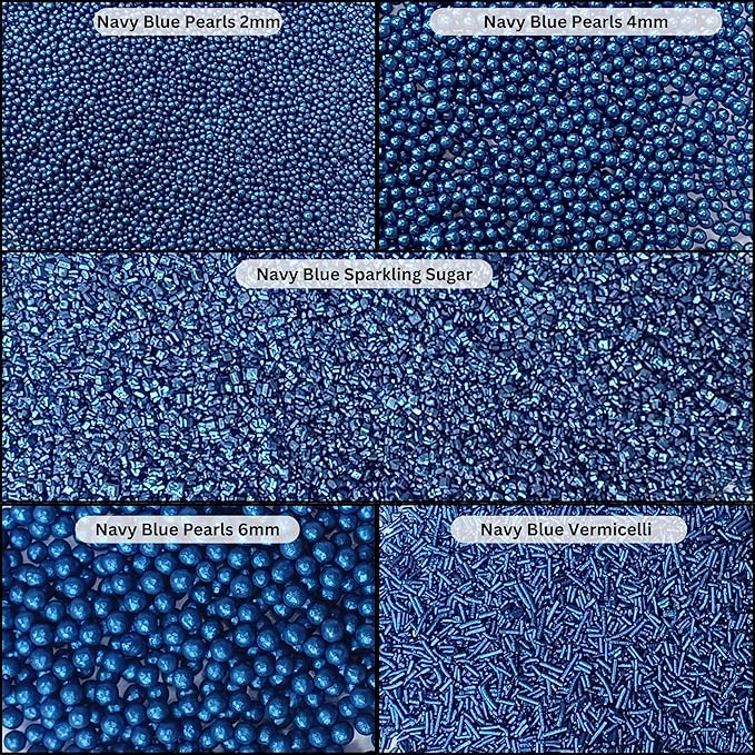 Confect Christmas Sprinkles Mix – Midnight Royalty Navy Blue, Edible Dragees, Jimmies & Sparkling Sugar – Assorted Pack of 5 for Cake & Cupcake Decorating, Holiday Baking & Party Decor | Vegan, Gluten-Free, Nut-Free, Soy-Free, Dairy-Free - 5 Oz