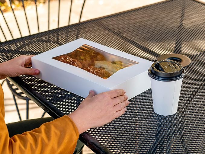 Southern Champion Tray 23133 White Paperboard Window Bakery Box, 19" Length x 14" Width x 4" Height (Case of 50)
