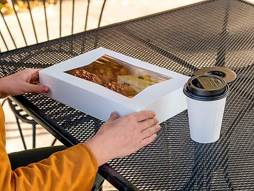 SCT white window bakery boxes with tuck-in lid, 10 x 10 x 5, white, paper, 150/carton