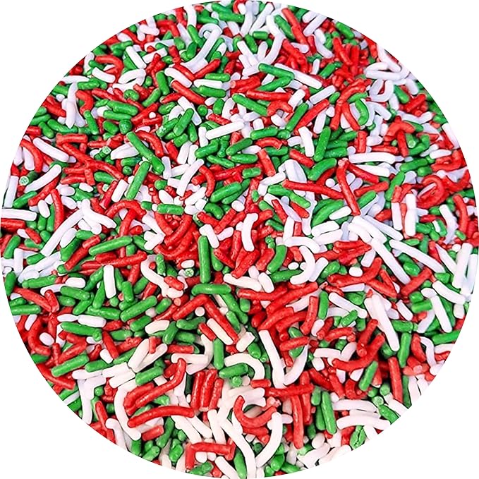 Christmas Holiday Sprinkles Bulk - Kosher, 2.2 Pounds - Holiday Jimmies - Red White and Green Xmas Baking Toppings for Cookies, Cakes, Cupcakes, in Bag