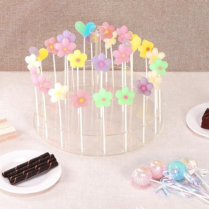 Acrylic Cake Pop Display Stand,Circle Lollipop Holder,3 TierCakepop Displaying Sweets, Cake Pops,Lollipops Stand for Parties and Events
