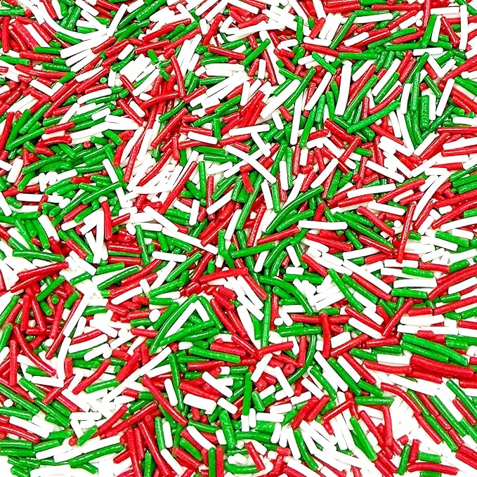 Homipooty Christmas Sprinkles for Cake Decorating 100g/3.5oz Mix of Red White and Green Holiday Sprinkles Jimmies for Cupcake Toppers Cookie Ice Cream Decorations Celebrations