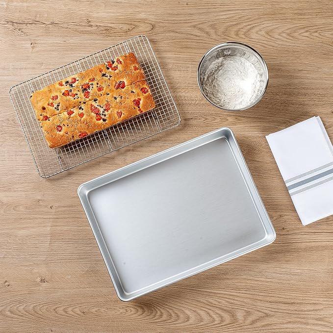 Restaurantware-Met Lux 15 x 12 x 2 Inch Straight-Sided Baking Tin, 1 Rectangular Cake Pan - Oven-Ready, Freezable, Anodized Aluminum Baking Sheet Cake Pan, Greaseproof, For Birthday