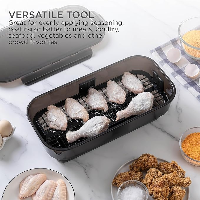 COOK WITH COLOR Collapsible Batter Bowl - Mess Free Breading Shaker Container - Great for Fried Fish, Fried Chicken, Onion Rings, Wings & More, Black