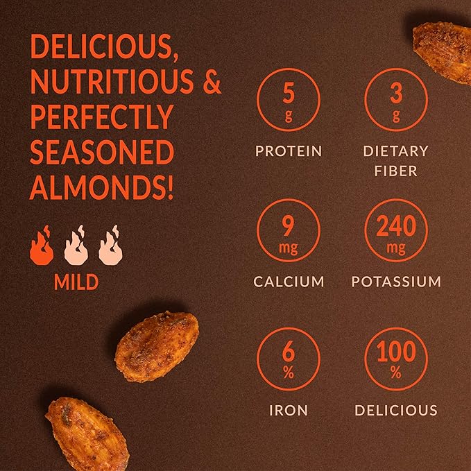 Lakanto Sweet and Savory Smokey BBQ Almonds - On the Go Snack, Smoky Barbecue Seasoning, Gluten Free, Protein, Crunchy Roasted, Monk Fruit, Resealable Bag (8 oz)