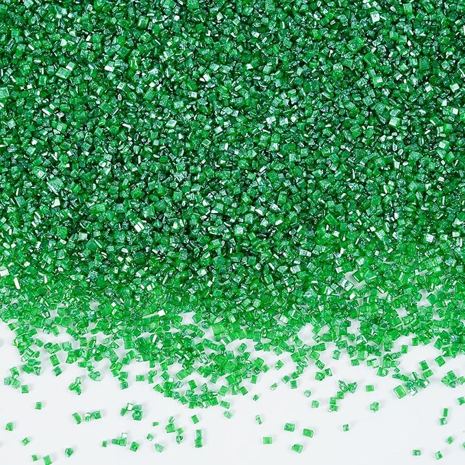 Green Sanding Sugar Sprinkles, 5.3 oz Edible Sparkling Sugar Crystals for Baking Topping, Cupcakes, Cookies, Ice Cream & Cake Decorating, Wedding Party Christmas Supplies