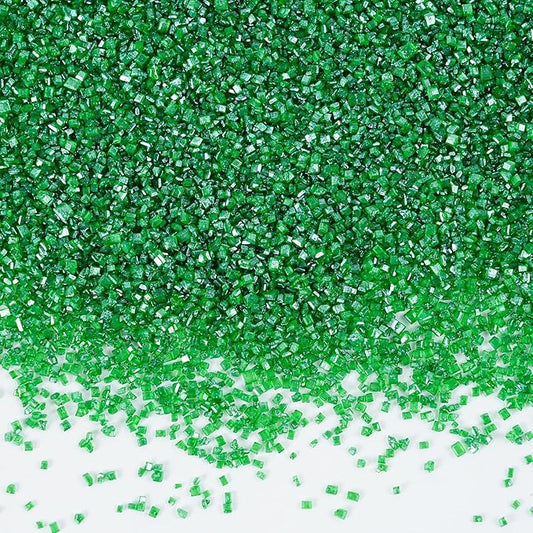 Green Sanding Sugar Sprinkles, 5.3 oz Edible Sparkling Sugar Crystals for Baking Topping, Cupcakes, Cookies, Ice Cream & Cake Decorating, Wedding Party Christmas Supplies