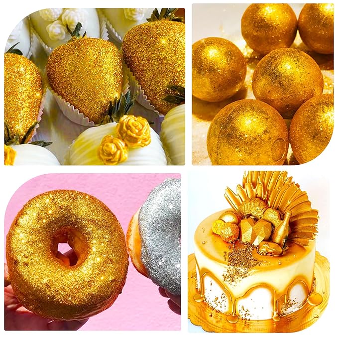 Edible Glitter Spray 22g (Gold) - Metallic Food Coloring Powder, Food-Grade Glitter, Metallic Shimmer Edible Color Powder - Flash Powder for Beverages, Cocktail, Cake Decorating, Baking, Icing, Candy
