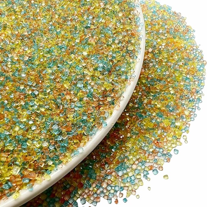 SE Si&Moos Orange and Yellow Sanding Sugar Crystals for Cake Decorating Blue and Orange Sprinkles Colored Sugar Rimmer, Perfect for Cookie, Cake, Cupcake and Cocktail, Wedding Party Christmas Supplies 3.5 OZ