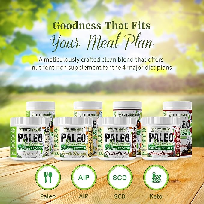 Paleo Perfection Vanilla Banana Grass Fed Beef Collagen Protein Powder with Stevia - Paleo, Keto, SCD, AIP Protein Powder with Apple Fiber, Carrot & Broccoli - 1lb Protein Powder & Superfood Blend