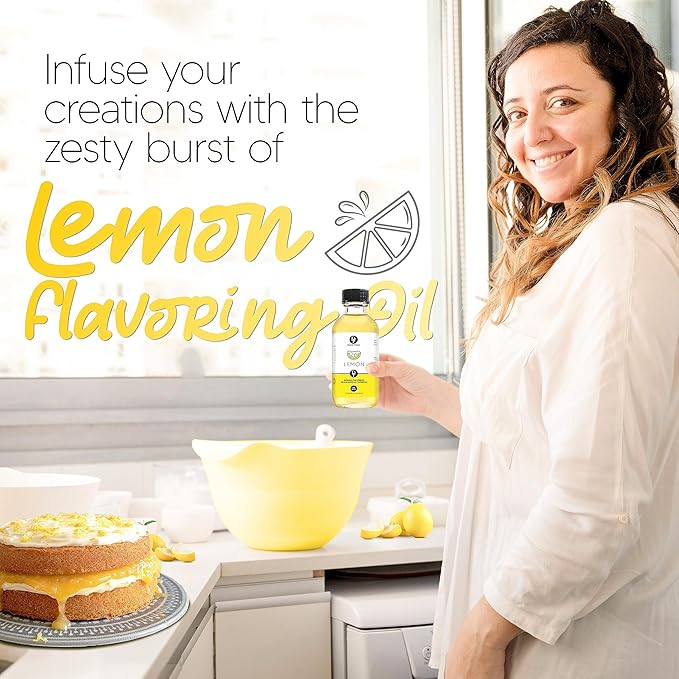 Dolce Flav Natural Lemon Extract – 1 Gallon Oil-Soluble Kosher, Sugar-Free, Concentrated Fresh Citrus Lemon Flavor for Baking, Chocolates & Desserts