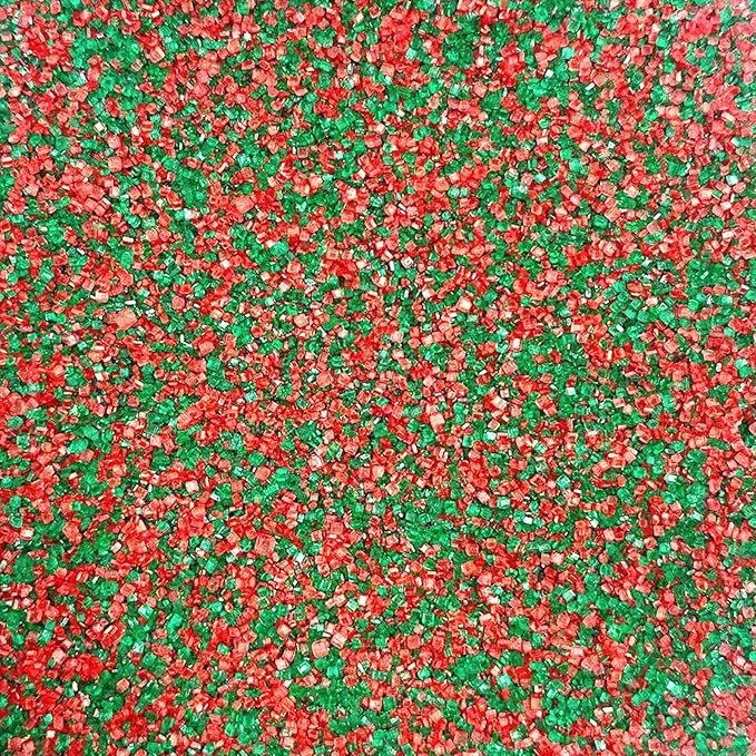 PhilaeEC Christmas Sanding Sugar Edible Red Green Sparkling Crystals for Baking Cake Decoration Cookie Ice Cream Cupcake Toppers Wedding Party Valentines Halloween Christmas Supplies 5oz