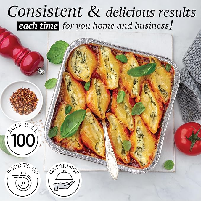 (110 Pack) 8x8 Foil Pans - 8 Inch Square Aluminum Pans - Disposable Baking Pans for Heating, Prepping Food & Baking Cakes - Aluminum Baking Pans Disposable - 8 x 8 Baking Pan - Bottom: 6.5x6.5