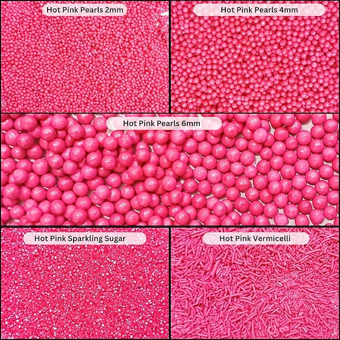 Confect Barbie Playtime Sprinkles Mix – Hot Pink Pearl Dragees, Jimmies & Sparkling Sugar – Assorted Pack of 5 Edible Sprinkles for Cake & Cupcake Decorating, Birthday Parties & Baking Fun | Vegan, Gluten-Free, Nut-Free, Soy-Free, Dairy-Free - 5 Oz
