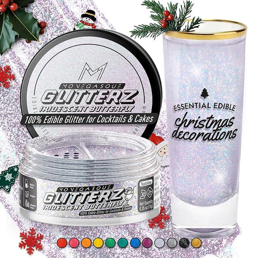 MONÉGASQUE Iridescent Edible Glitter for Drinks 10g – Edible Glitter for Cakes & Cocktails - Cocktail & Drink Shimmer Powder - Christmas Cake Decorations Spray - Cupcake & Food Decorating Sprinkles