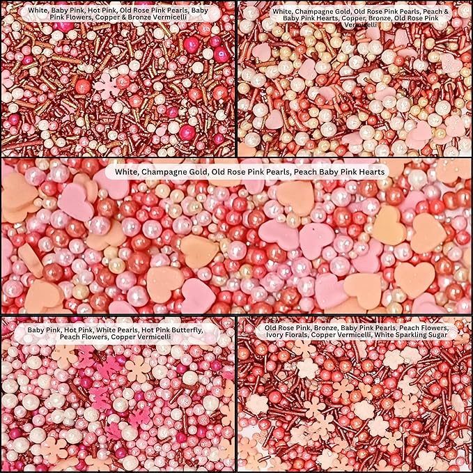 Confect Pink, White & Silver Pearl Heart Sprinkles Mix – Edible Cake, Cupcake & Cookie Decorations – Birthday & Celebration Baking Sprinkles – Pack of 5 | Vegan, Gluten-Free, Nut-Free, Soy-Free, Dairy-Free, Palm Oil-Free- 5 Oz