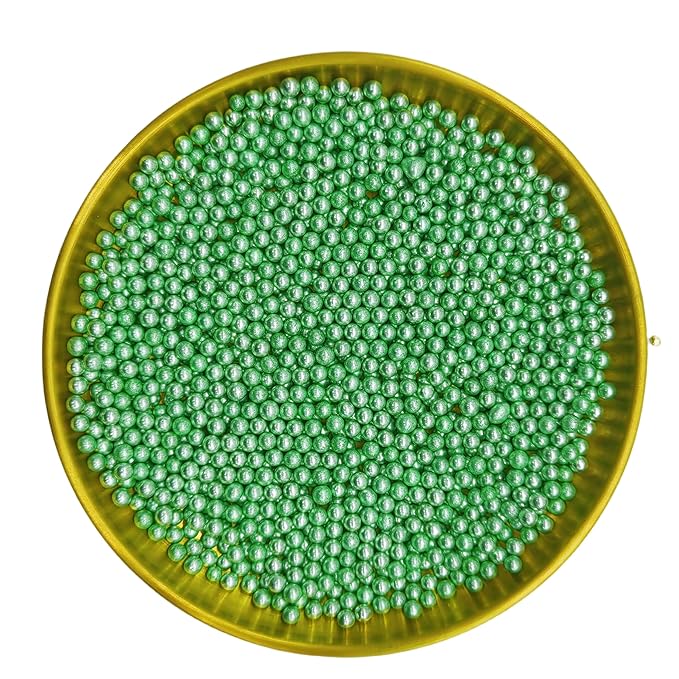 Edible Silver Green Pearl Sugar Sprinkles Candy 4mm Mini Pearls Cake Decorations Cupcake Toppers Cookie Decorating Perfect for Wedding Party Valentine Halloween Christmas Supplies 3OZ