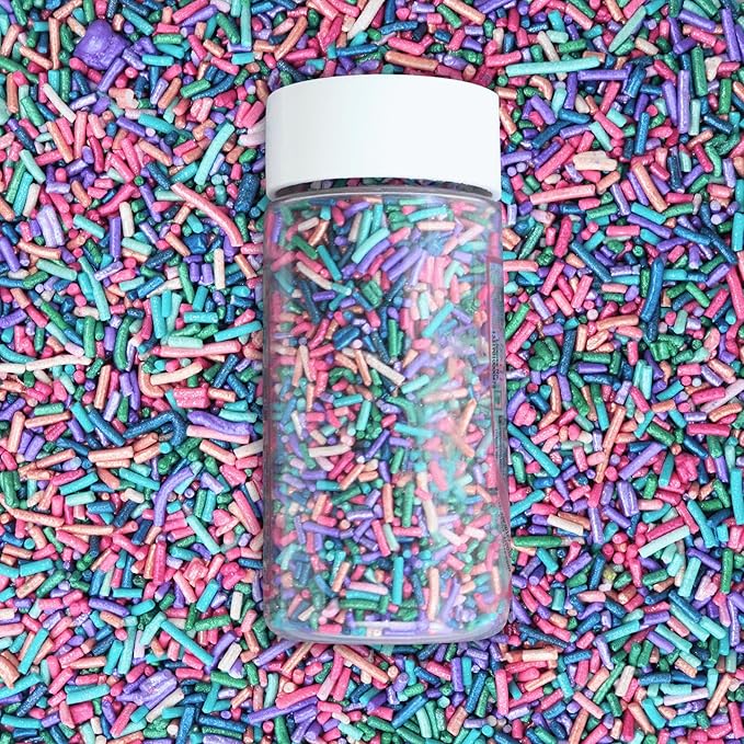 Confect Tropical Twist Rainbow Sprinkles | Custom Blend Jimmies | Multicolor Edible Toppings for Cake & Dessert Decoration –Vegan, Gluten-Free, Dairy-Free, Palm Oil-Free – 4.2 Oz