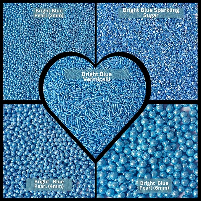 Confect Christmas Sprinkles – Assorted Pack of 5 (Friday Evening Party Bright Blue Mix with Dragees, Jimmies & Sparkling Sugar) | Edible Sprinkles for Cakes & Cupcake Decoration | Vegan, Gluten-Free, Nut-Free, Soy-Free, Dairy-Free, Palm Oil-Free- 5 Oz