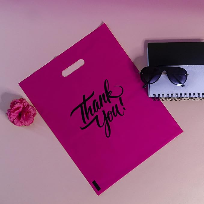Infinite Pack Thank You Merchandise Bags, Die Cut Handles, Retail Shopping Bags for Boutique - Choose Color & Size