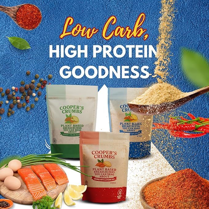 Cooper's Crumbs All Natural Gluten Free Low Carb Bread Crumb Alternative, High Protein, Vegan, Certified Kosher, Paleo, Keto, 3 Pack