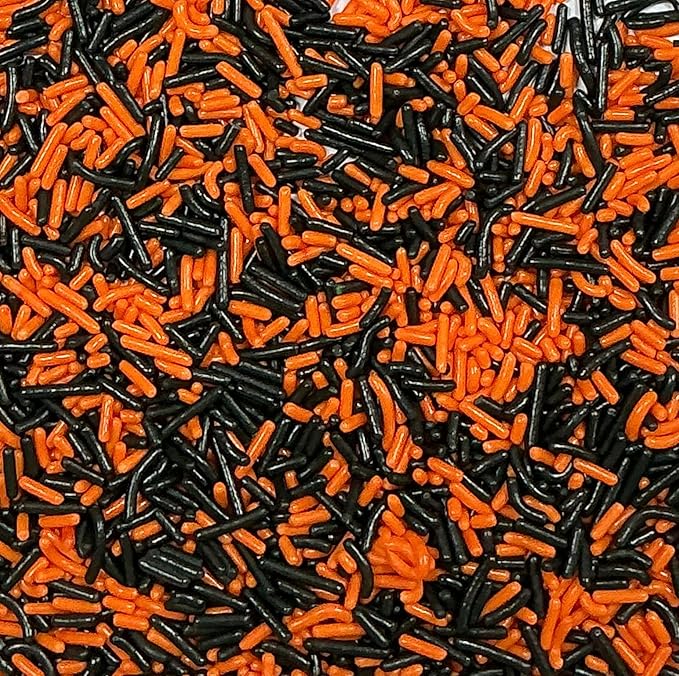 Sentovac Edible Black and Orange Mixing Jimmies Sprinkles for Cake Decorating Baking Cookie and Ice Cream Topper Decorations Halloween Sprinkles Supplies 78g/2.75oz