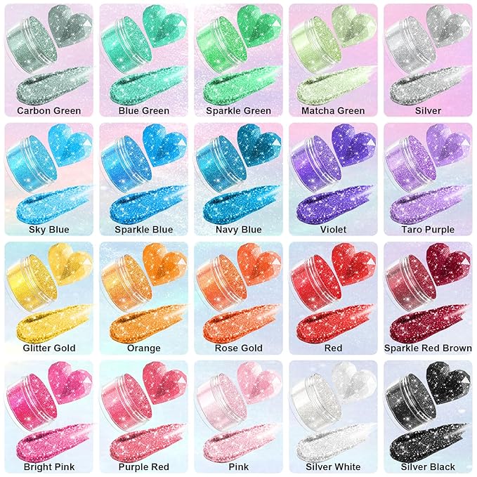Edible Glitter for Drinks - 20 Glimmer Colors Luster Dust Edible, Food Grade Vegan Shimmering Cake Decorating Edible Glitter for Cocktail, Cakes, Chocolate, Strawberries, Beverage - 2g/bottle