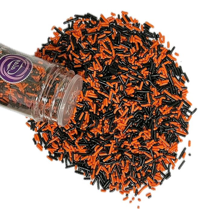 Sentovac Edible Black and Orange Mixing Jimmies Sprinkles for Cake Decorating Baking Cookie and Ice Cream Topper Decorations Halloween Sprinkles Supplies 78g/2.75oz