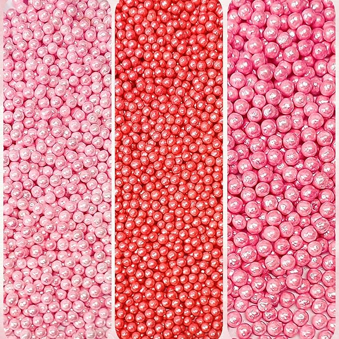 Confect Pretty in Pink Pearl Sprinkles Mix – Pink Sprinkles | Edible Baking Decorations for Cakes, Cupcakes, Cookies – Valentine’s Day & Anniversary Sprinkle Set – Pack of 5 | Vegan, Gluten-Free, Nut-Free, Soy-Free, Dairy-Free , Handcrafted Sprinkle- 5 Oz