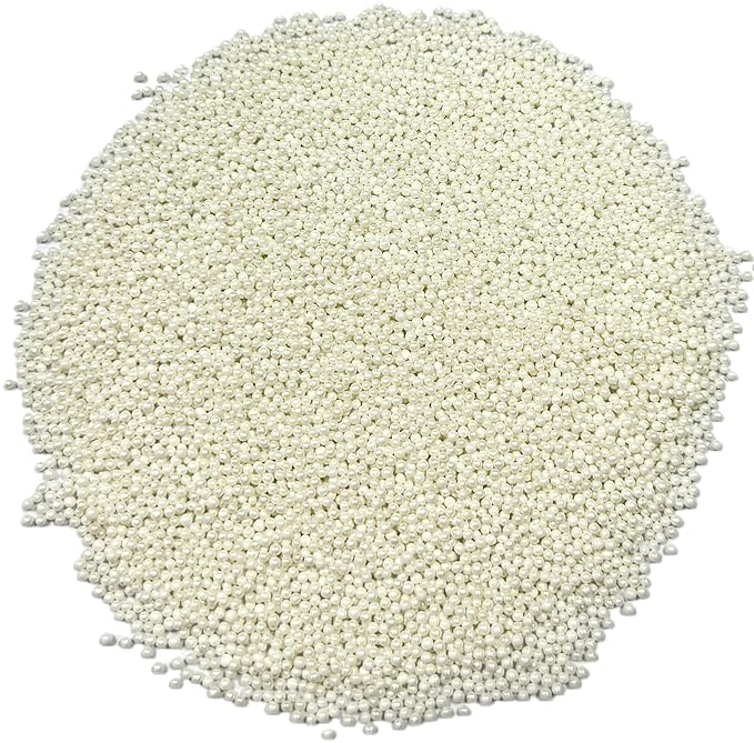 Gevog 2MM White Nonpareils Pearls Sprinkles Mixing Edible Cake Cupcake Sprinkles for Wedding Valentines Party Baking Cupcake Cookie Ice Cream Decoration Supplies 110g/ 3.88oz