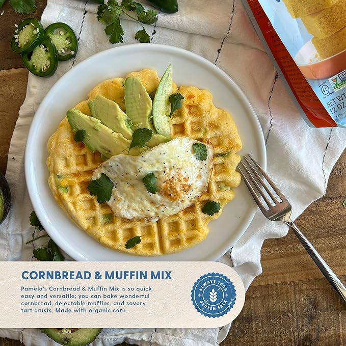 Pamela's Gluten Free Cornbread & Muffin Mix, Organic Corn, 12 Ounce Bag (Pack of 6)